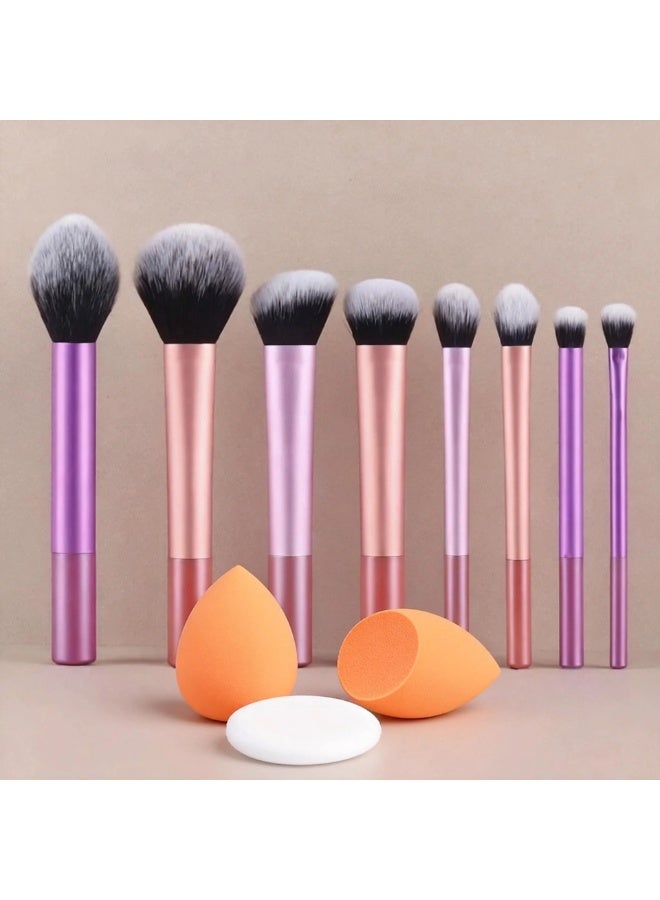 JUMEI 15-Piece Professional Makeup Brush Set – 12 Essential Brushes, 2 Beauty Sponges & 1 Powder Puff for Flawless Makeup | Perfect for Beginners & Pros - Image 3